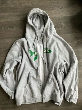 Urban Outfitters Light Gray Hoodie with Green Graphic